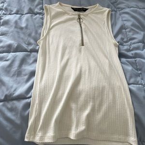 Las Pepas White Zipper Tank
